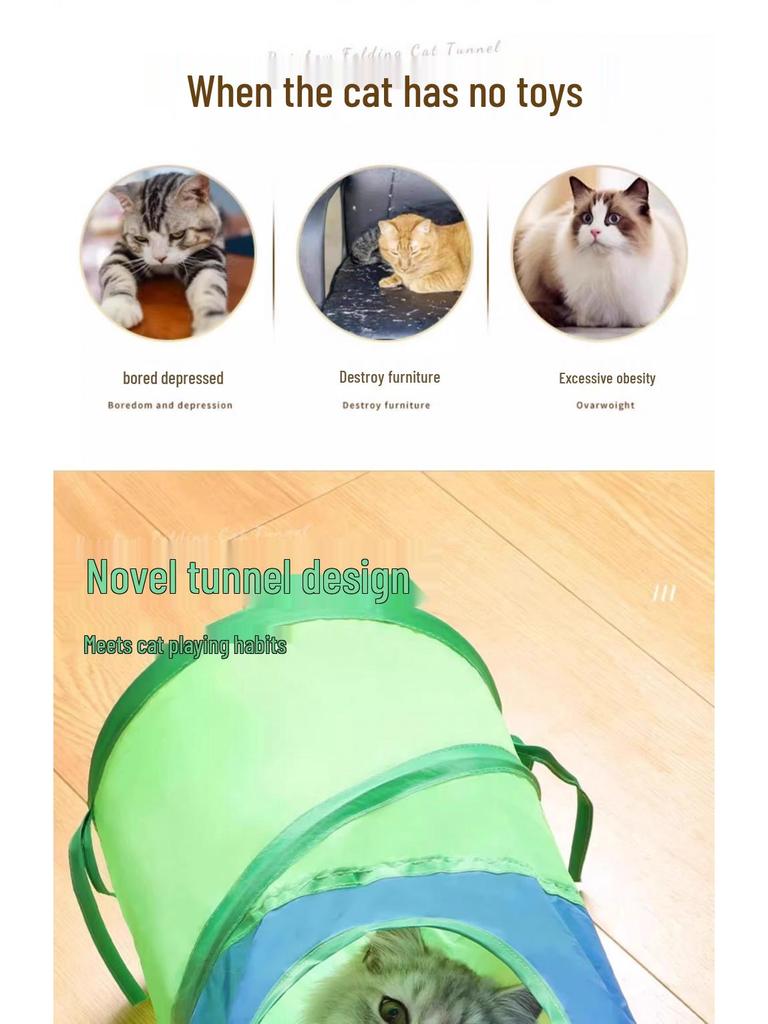 Tęcza tunel dla kota: Składana zabawka dla kociaka zapewniająca rozrywkę