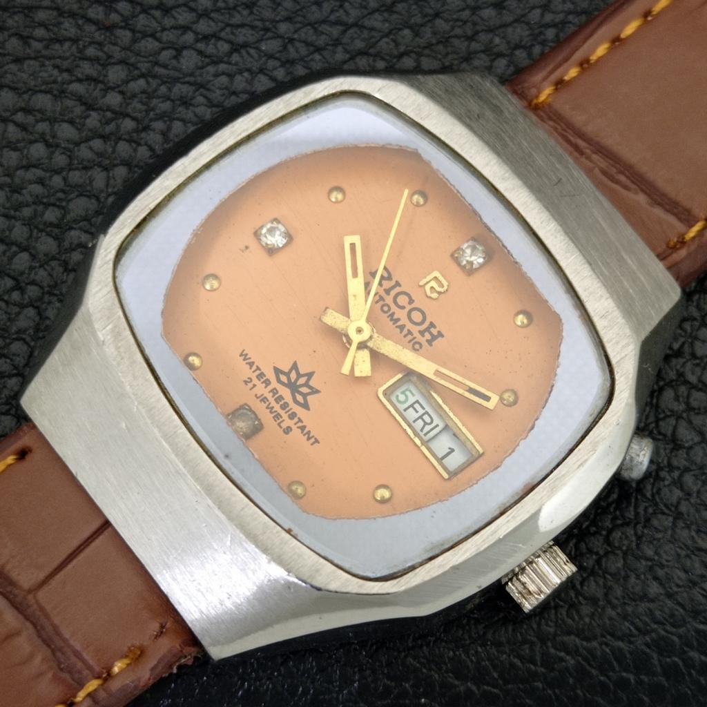 Ricoh R31 AUTOMATIC JAPAN MENS VINTAGE ORANGE COLOR DIAL WATCH A704875-1