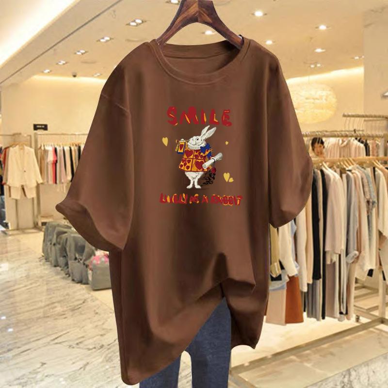 

New casual cartoon loose t-shirt alphabet print short-sleeved summer top XXXL