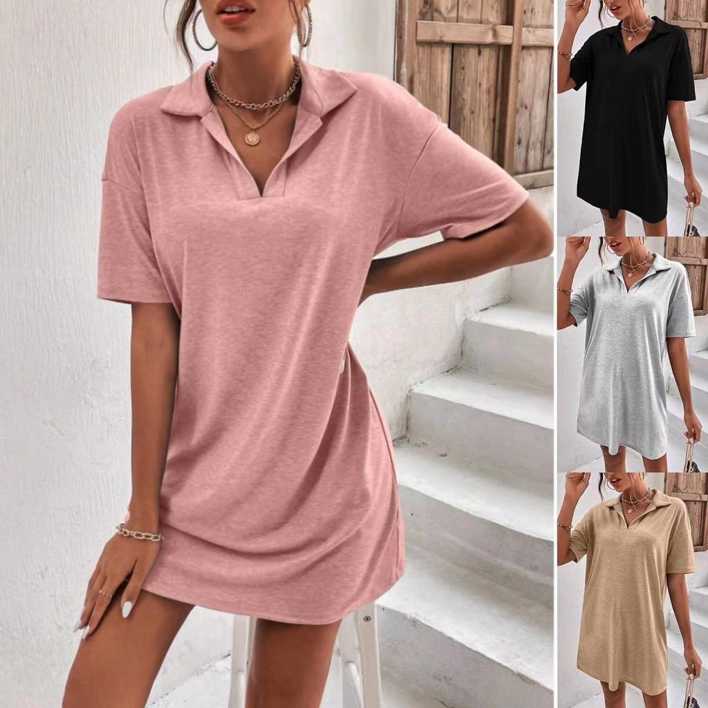 Summer Collar Short Sleeved Dresses Casual Loose Women's Dress