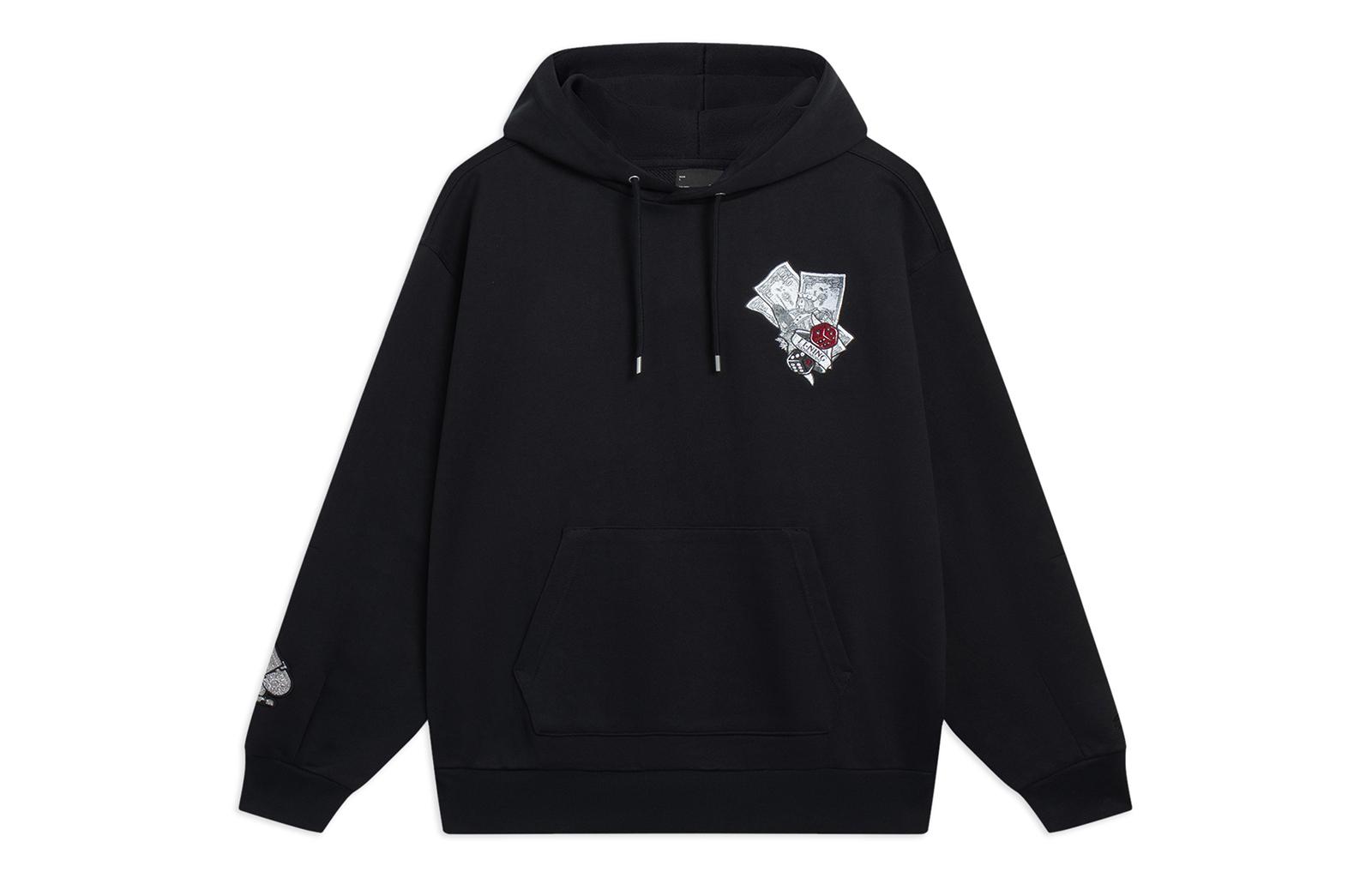 Li Ning Sweatshirts Unisex Black Hooded Moderate Regular AWDT223-3 S
