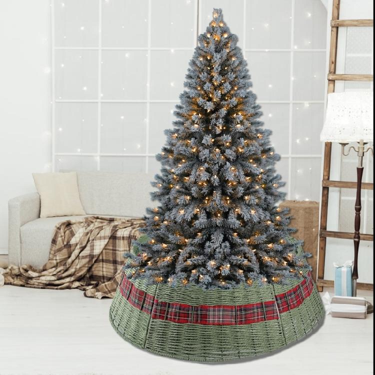 Functional Wicker Christmas Tree Skirt Festival Christmas Tree Stand Skirt Durable Tree Cover for Seasonal Decorations