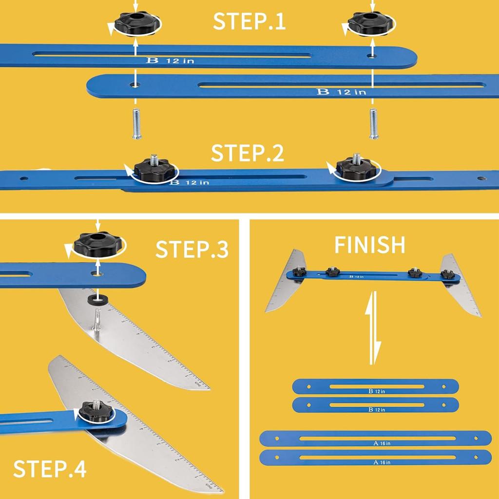 Aluminum Alloy Staircase Ruler Portable Household Stair Measuring Ruler Professional Staircase Renovation Measuring Tool