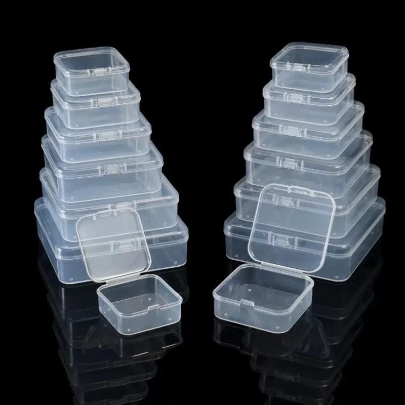Transparent Square PP Storage Box with Lid for Small Parts and Jewelry