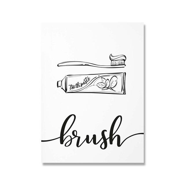 

Знак для туалета Мытье рук Нитью Смывать Черно-белый минималистичный настенный художественный музейный плакат Изображение ванной комнаты 21cm×30cm NoFrame