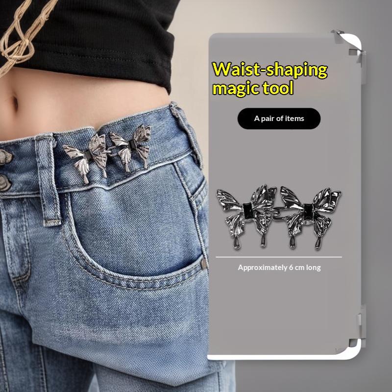 Adjustable Jean Waist Tightener Metal Star Waist Buckle No Sew Pants Waist Reduction Button For Denim Trousers Daily Wear