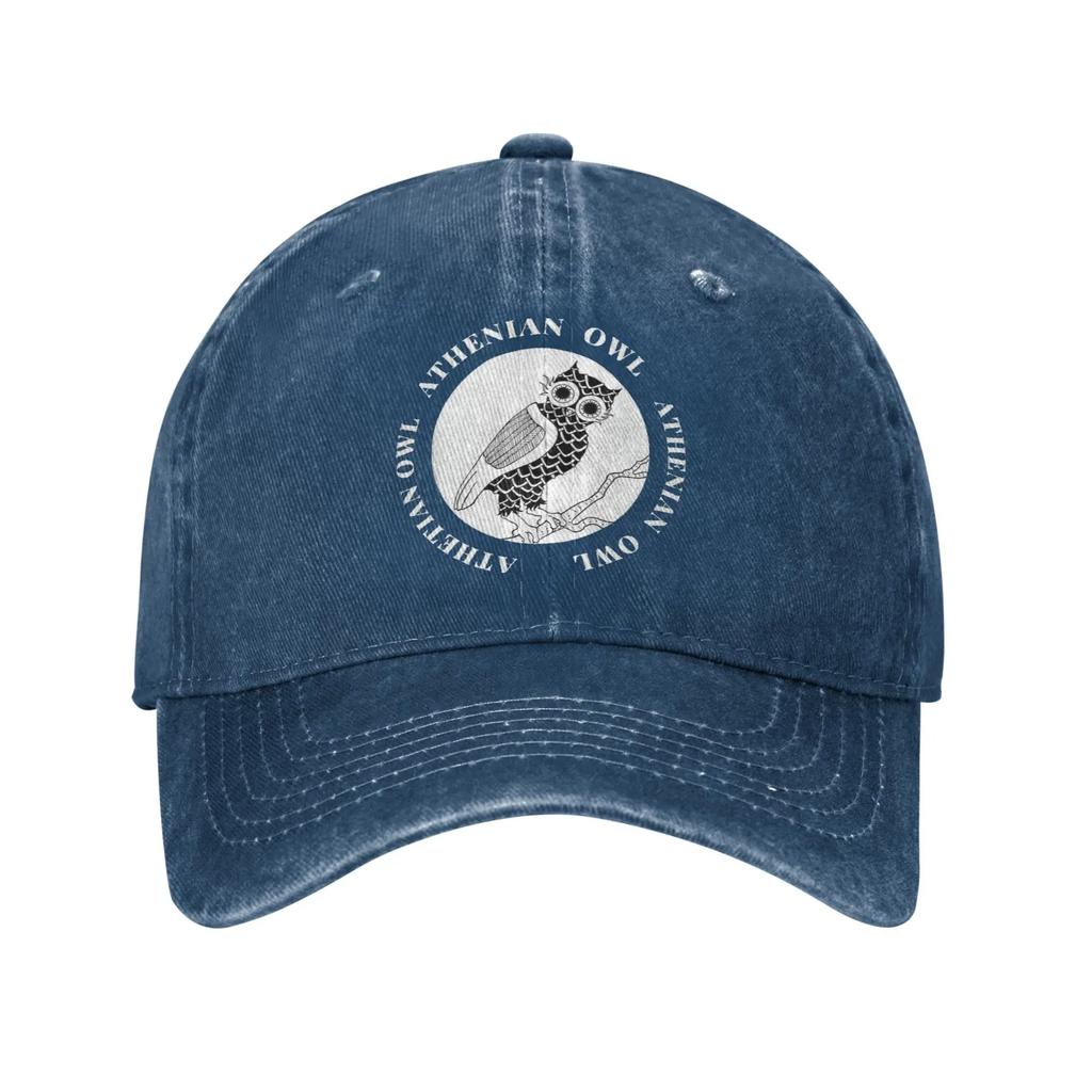 Niedliche Athener Eule Altgriechisch Unisex Damen Baseballkappe Tetradrachme Münze Used Denim Hut Vintage Outdoor Reise Weiche Sonnenschirmkappe