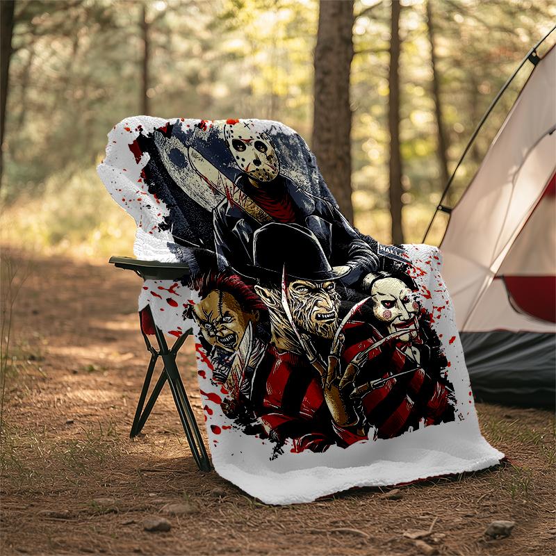 Halloween horror Theme Printed Blanket - Perfect for Couch, Bed, Travel & Outdoor Use | Machine Washable, Cozy & Durable.