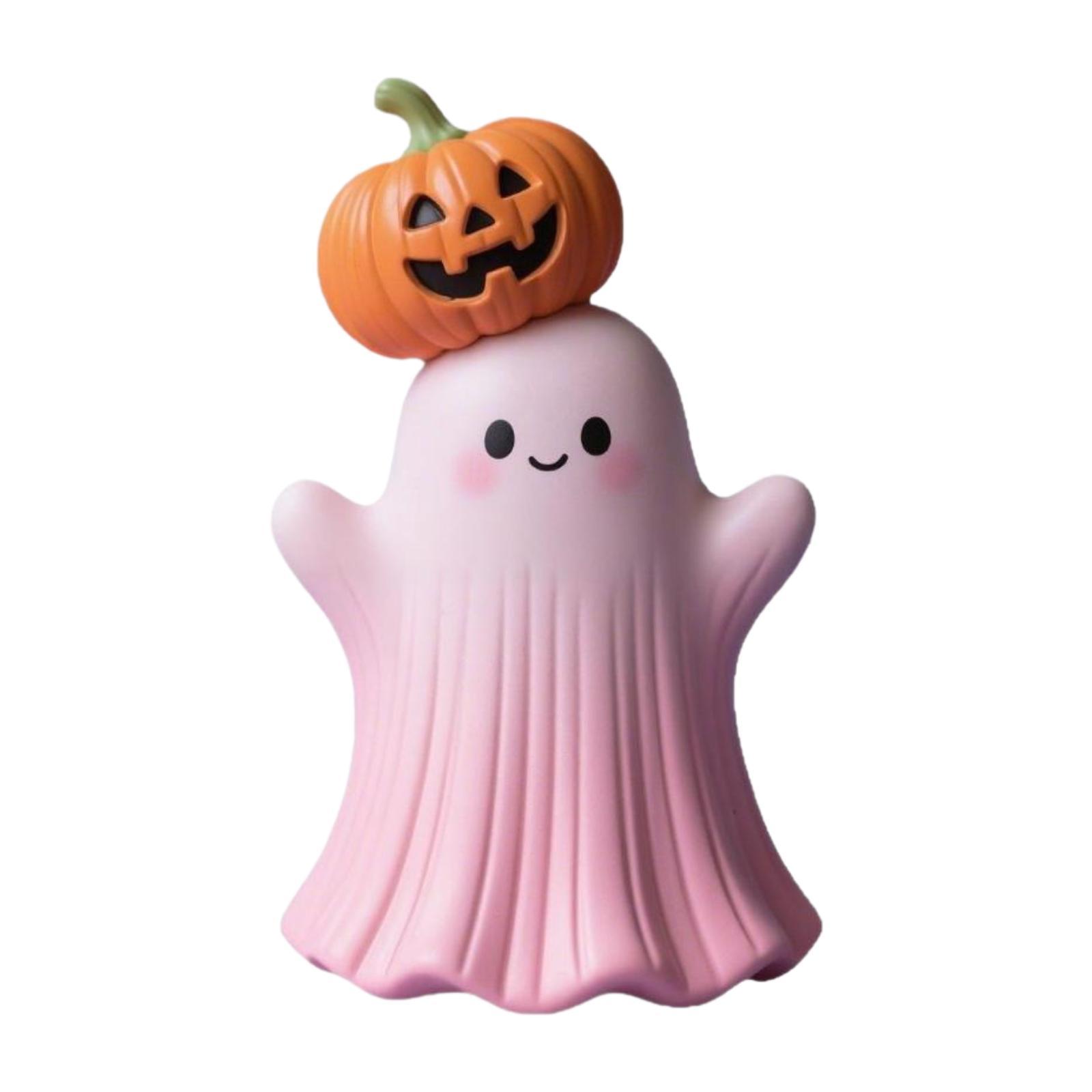 Halloween Miniature Pumpkin Figurine Cute Ghost Figurine Halloween Decoration for Entrance Terrace Outdoor Farmhouse Bookshelf