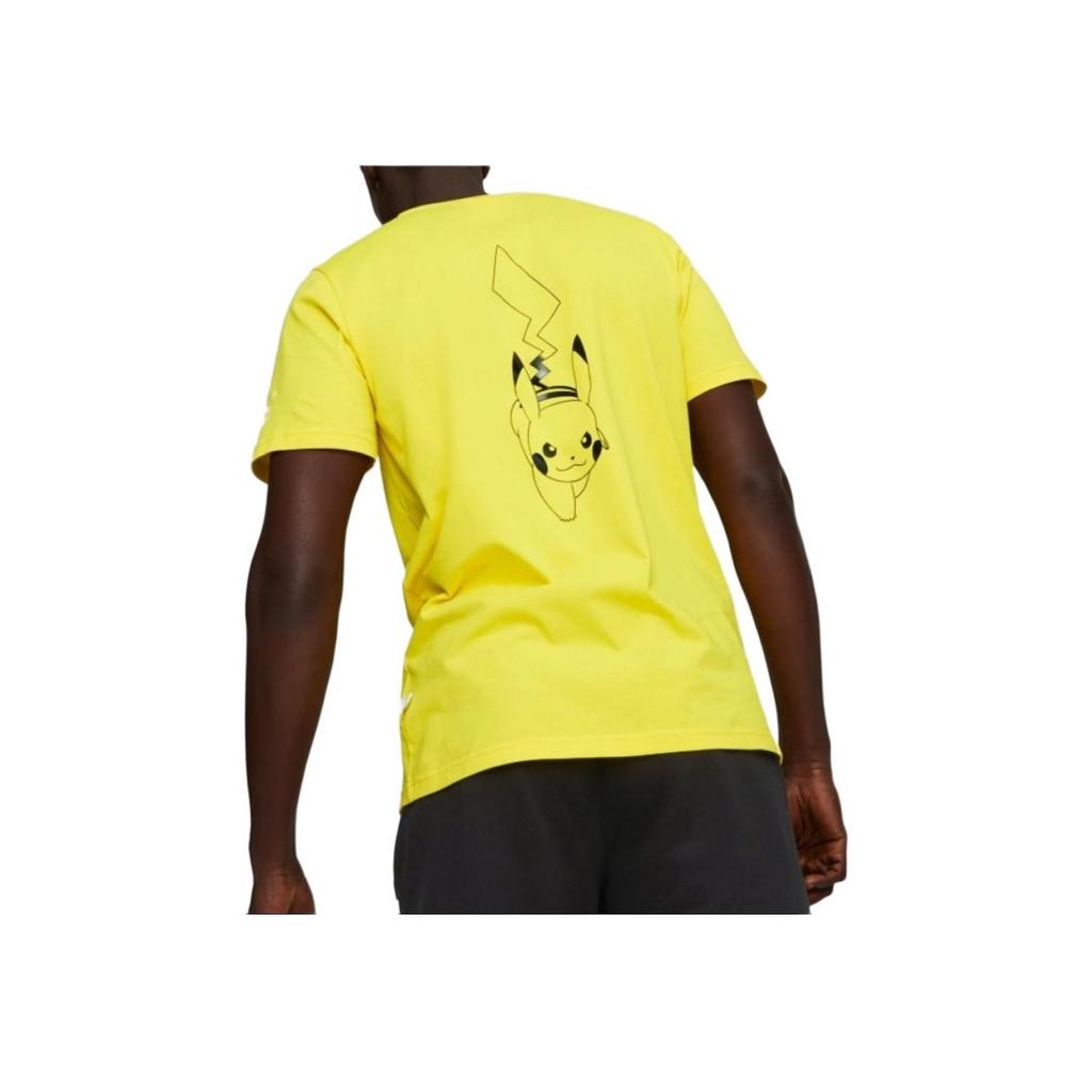 Puma Pokemon Kooperationsserie Sprite-Musterdruck Rundhals Kurzarm T-Shirt Herren Oberteile Gelb 537774-98