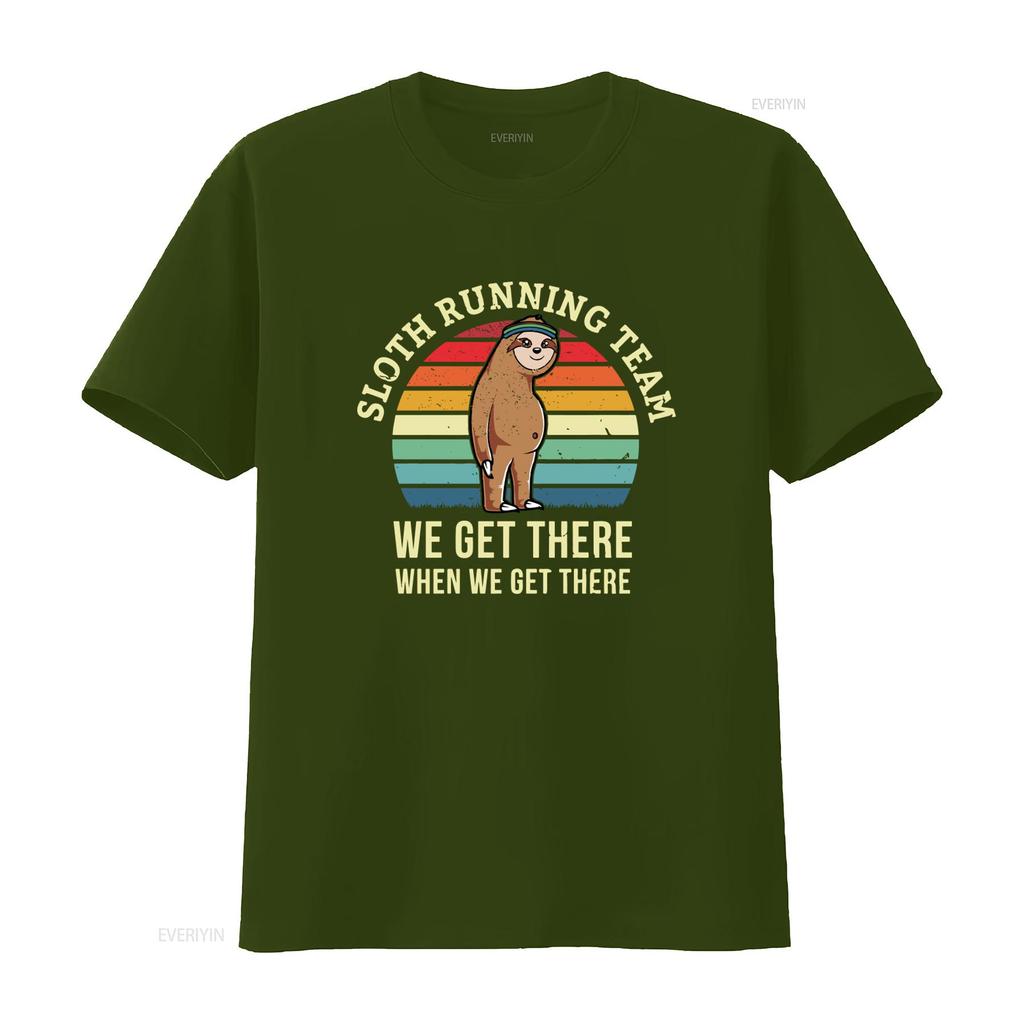 Funny Sloth Running Team T Shirt We Get There When Perfect for Triathalon Training 5K 10K 15K 20K Marathon Lover Gag  vintage