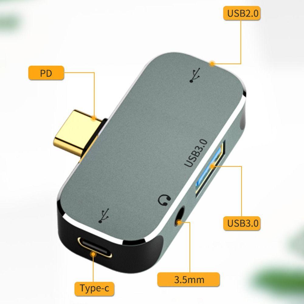

Многофункциональный концентратор 4 в 1 Type-C, совместимый с HD, адаптер для наушников с разъемом 3,5 мм, USB-удлинитель X2