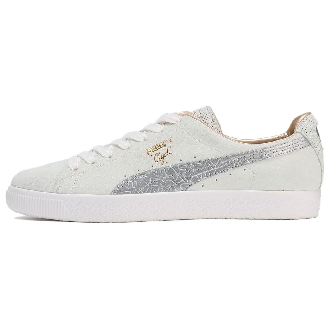 

Puma Clyde Mij Удобные Универсальные Кроссовки с Низким Верхом Кроссовки Унисекс Белые Серебристые 394497-01 37