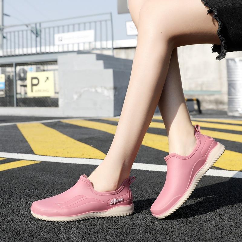 Shallow Rain Shoes Women's Fashion Low-top Rain Boots Four-season Short Tube Non-slip Waterproof Shoes Kitchen Work Rubber Shoes Wear-resistant