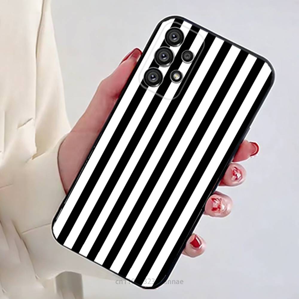Colorful Striped Minimalist INS Couple Phone Case For Samsung Galaxy A13,21s,22,31,32,52,53,71,80,A91 Soft Black Shell
