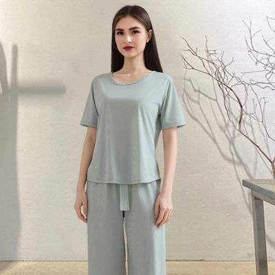 Yousheng Women's Summer Pajama Set Round Neck Short Sleeve Top And Pants Sleepwear Set Casual Loose Two Piece Lounge Set