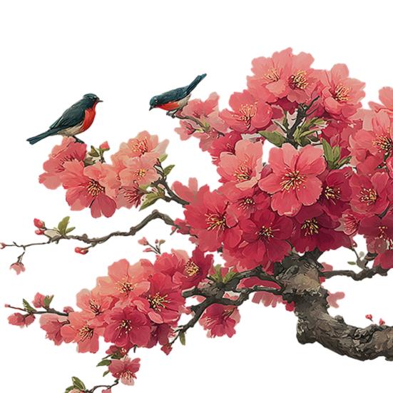 Watercolor Floral Branch Wall Decals, Convenient Peel & Stick, Self-Adhesive PVC Stickers for Bedroom, Living Room & Entryway Decor, Waterproof