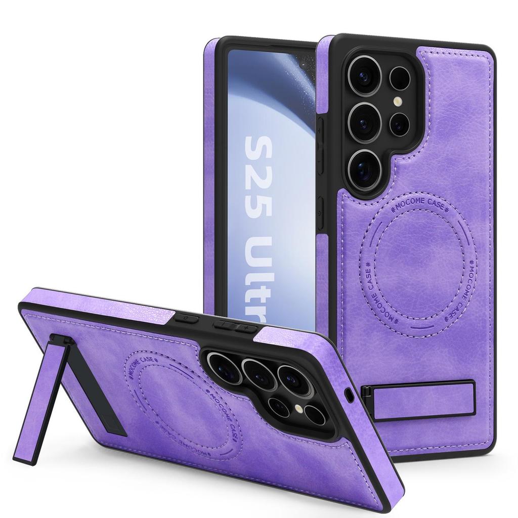 Samsung S25FE Leder Magnetische Hülle - Vollständiger Schutz Stoßfest mit Ständer für S24Ultra/S23.
