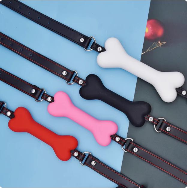 Silikonowy knebel w kształcie kości dla psa - Miękka, erotyczna zabawka dla mężczyzn i par