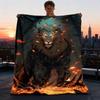 1pc Lion King Artwork Throw Blanket Polyester Fiber, Lightweight Flannel, Soft & Warm, All Season Use for Outdoor, Camping Digital Print