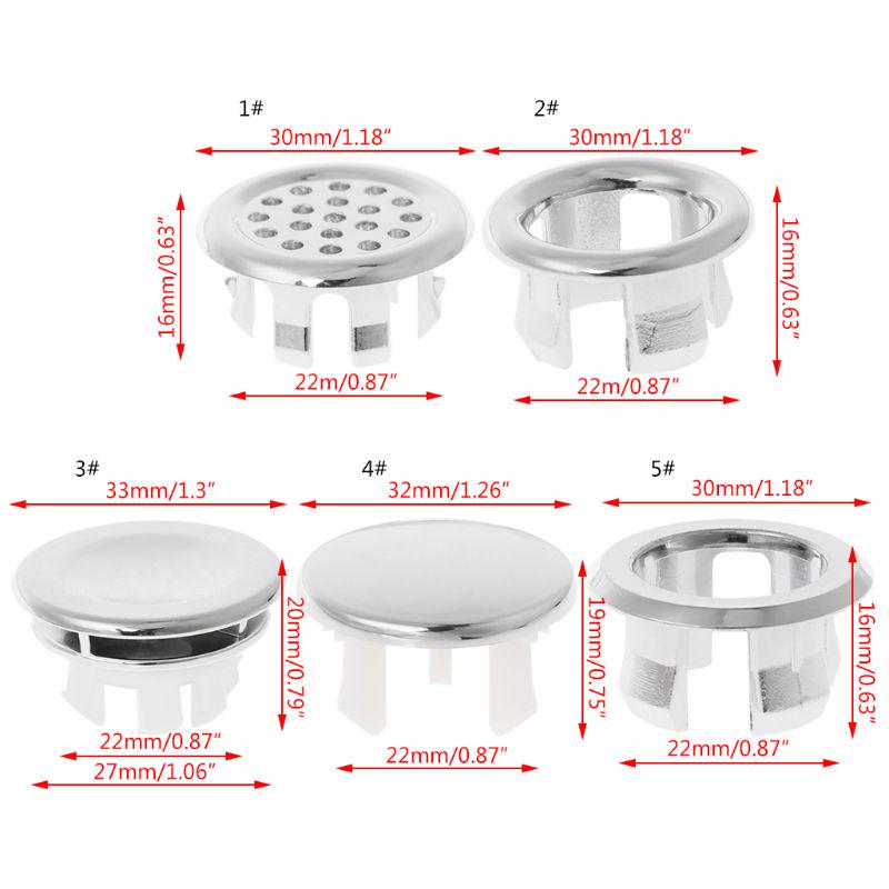 Bathroom Basin Sink Overflow Ring Six-foot Round Insert Chrome Hole Cover Cap