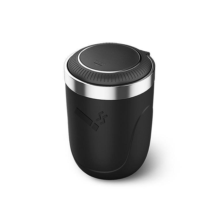 Car Ashtray with Metal Liner, One-Button Open, Soft Light, Ideal for Car Use