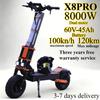X8 Pro Dual Motor 8000W Electric Scooter Fast Shipping 60V 45AH Battery Max Speed 80KM/H 13 Inch Wide All Terrain Tires