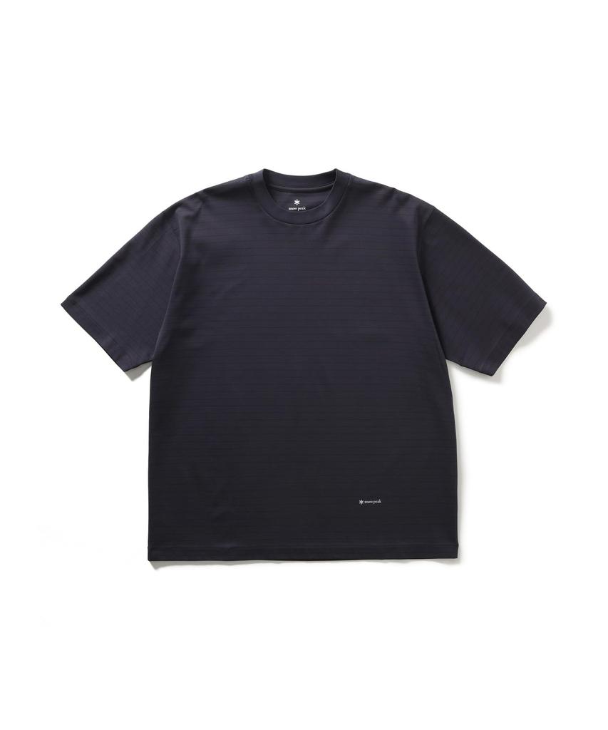 Snow Peak Organic Cotton Mercerized Border Short Size Blue T-Shirt TS-25AU013, Sleeve, Men's/Women's, M,