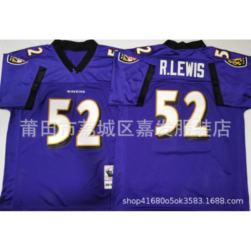 Baltimore Ravens NFL Camiseta de Fútbol para Hombre Algodón Cosido Uniforme del Equipo 52 Ray Lewis 20 Ed Reed