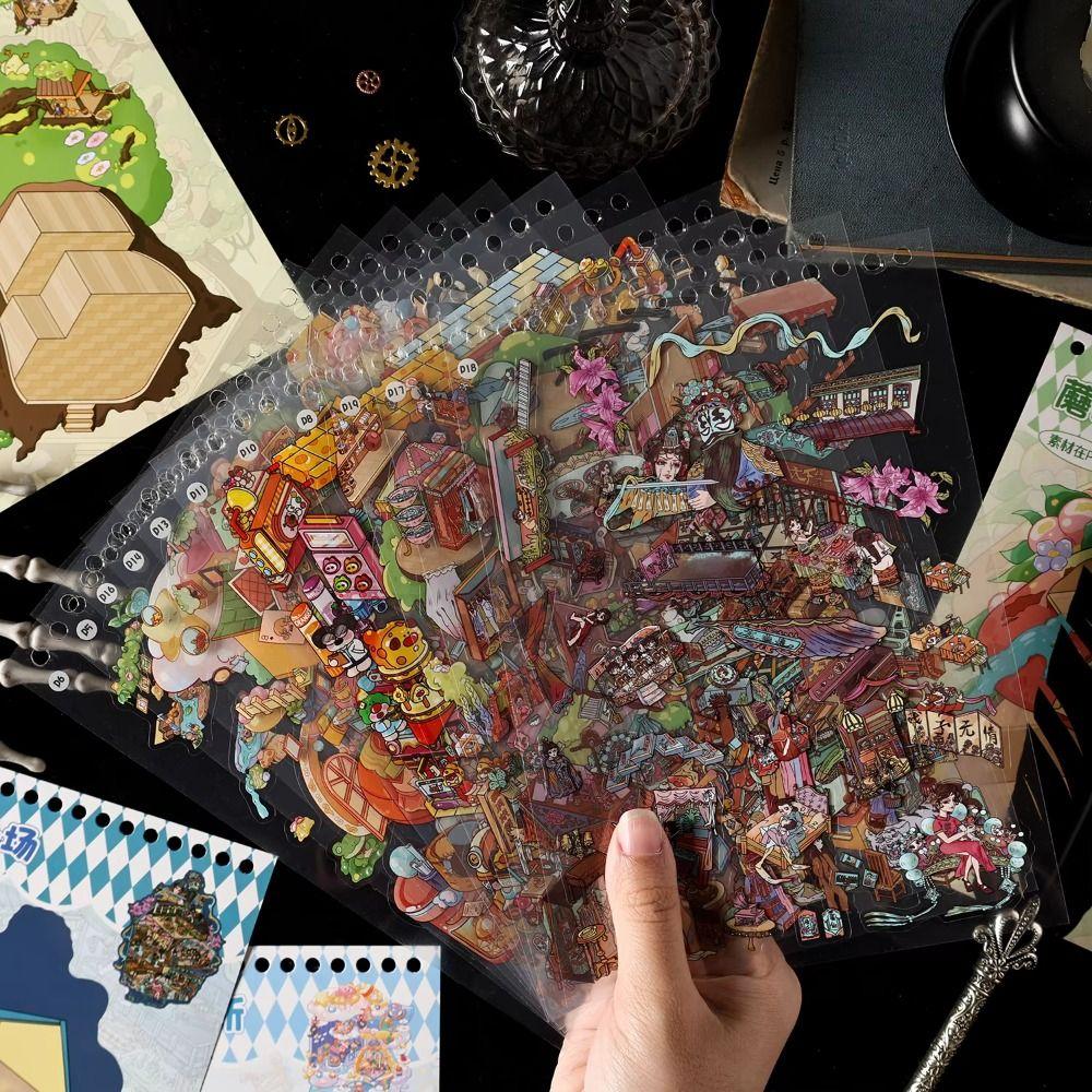 40Pcs/book Three-Dimensional Miniature Scene Sticker Book DIY Stickers Simulation Life Miniature Scene Collection Handmade