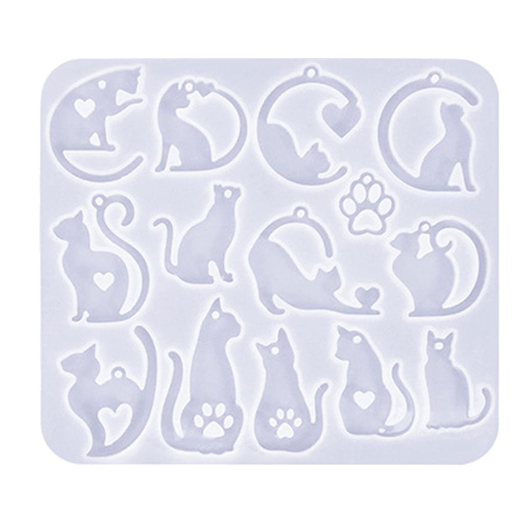Handmade Epoxy Resin Moulds Cats Earrings Silicone Moulds Animal Molds Pendant Moulds with Hole Jewelry Making Molds