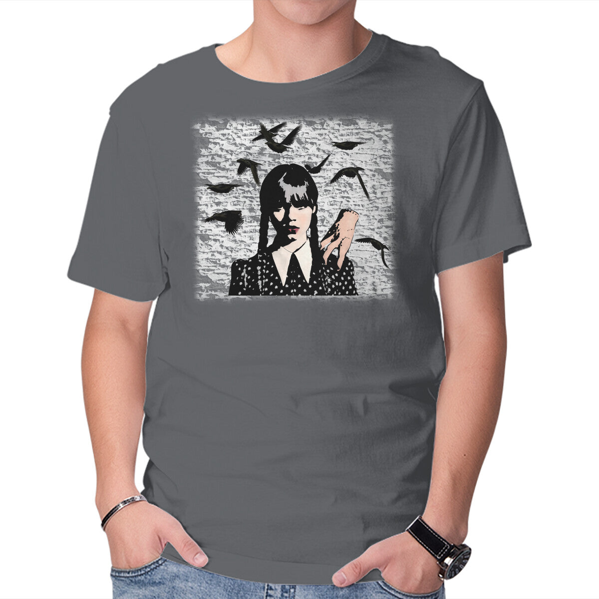 Unisex Crew Neck T-Shirt Wednesday Graffiti Graphic Short Sleeve Casual Tee XXXXL