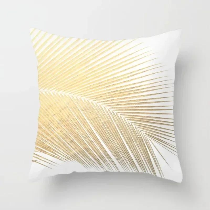 Home Decor Gold Flower Leaf Cushion Cover Throw Pillow Suitable for Sofa Chair Pillow Cover