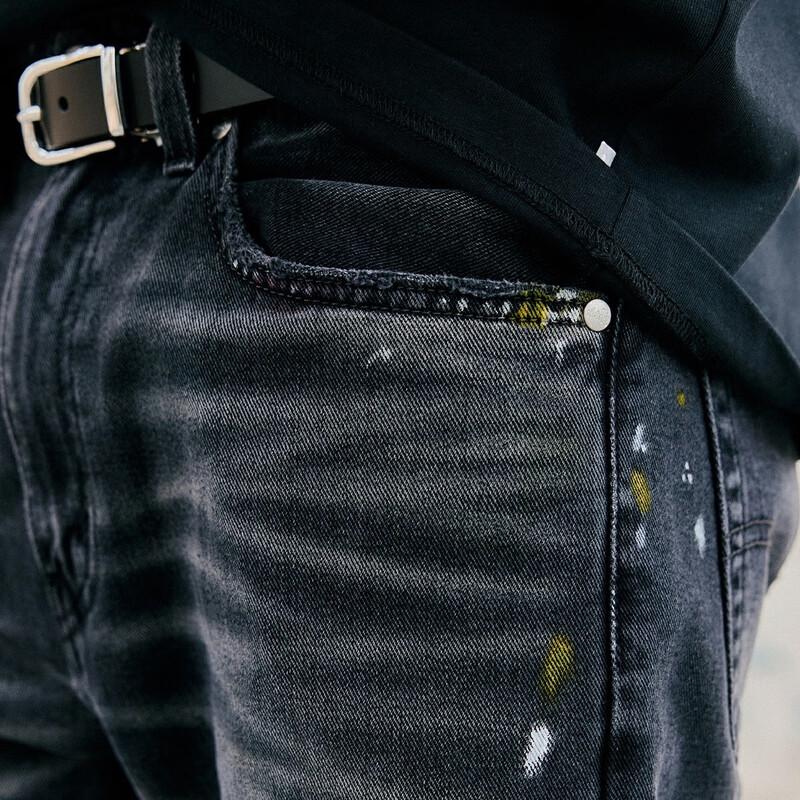 Levi's SilverTab Men's 505 Ink Splash Distressed Straight Jeans