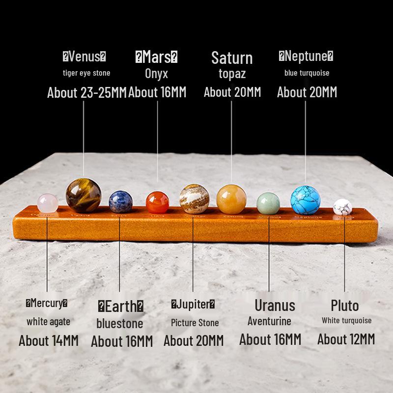 Natural Crystal Solar System Model: Nine Planet Gift Box & Desktop Ornament for Students and Kids