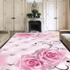 Gorgeous Pink Rose Carpets Living Room Household Decoration Sofa Table Area Washable Anti-slip Soft Floor Mat Bedroom Decor Rugs