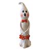 Ghost Figurine Resin Ghost Ornament with Pumpkin Desktop Ghost Sculpture for Halloween