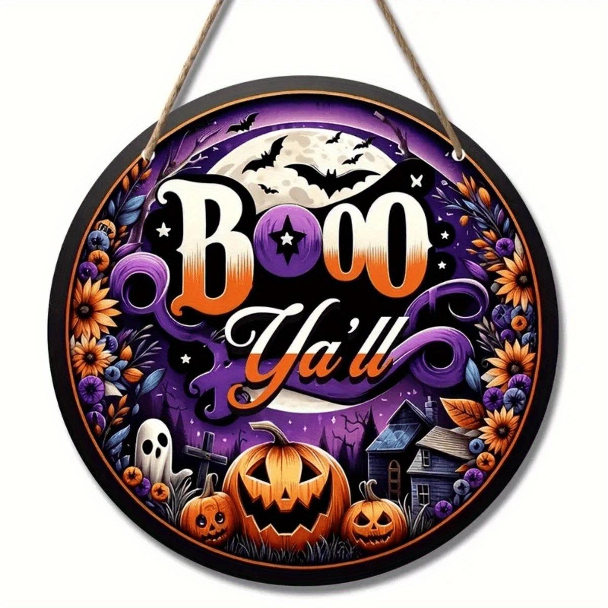

2d Flat 20*20cm, Halloween Home Decoration, Halloween Ghosts and Pumpkins, Wooden Circular Signs, for Home, Kitchen, Garden, Restaurant, Bar Decor. 20*20cm