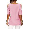 Women Casual Solid Cold Shoulder Loose Short Sleeve T Shirt