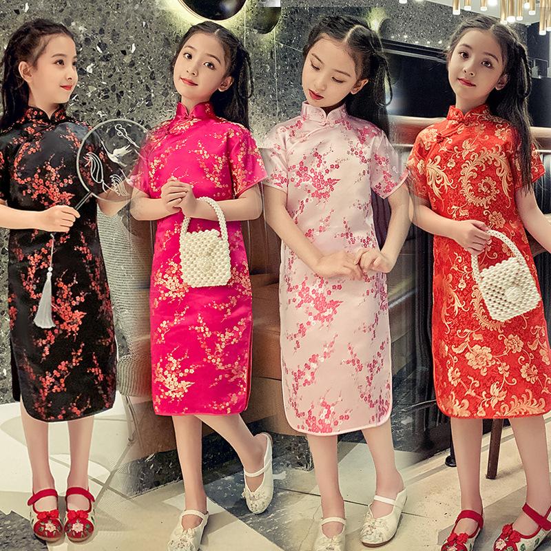 Fashion Children's Cheongsam Modern Girls Dresses Summer Baby Party Qipao Princess Clothing Chinese Style Girl Dress Vestidos
