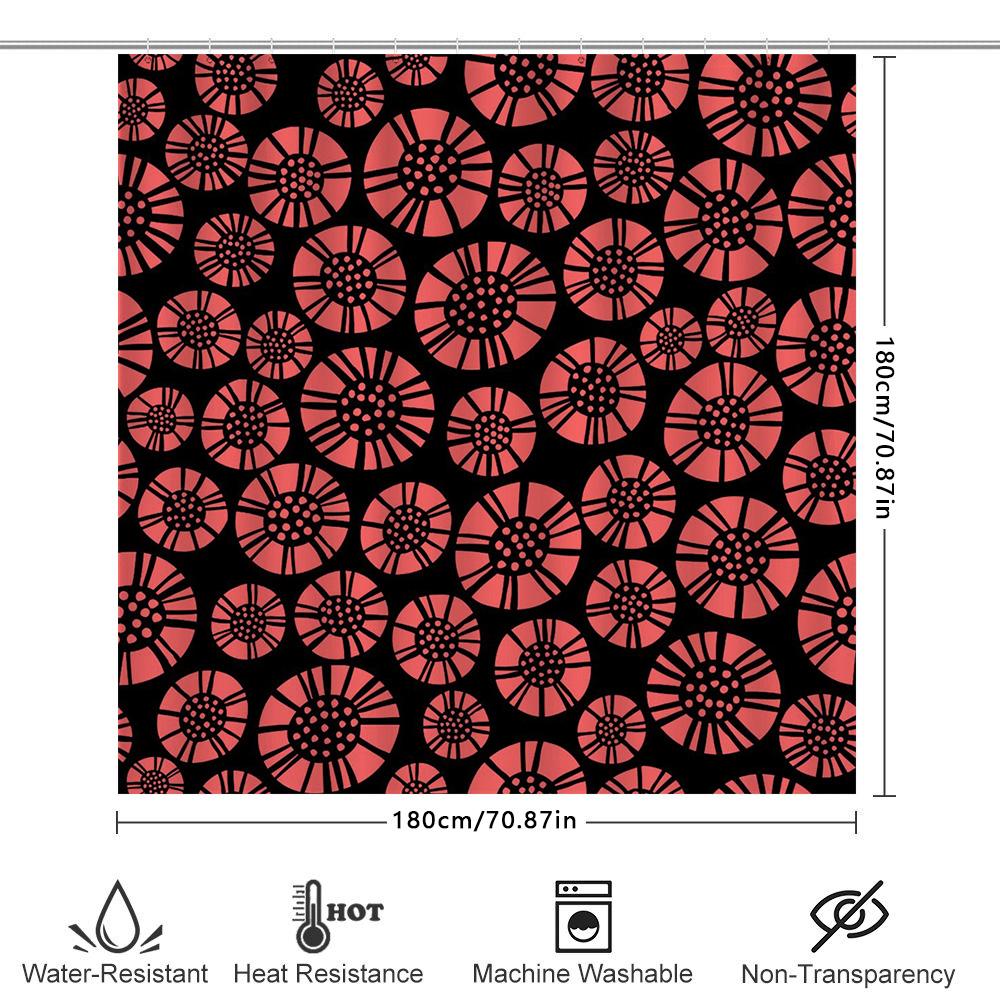 Black Coral Printed Bath Shower Curtain Waterproof Decorative Home Decoration 180X175Cm (6Ft X 5Ft)