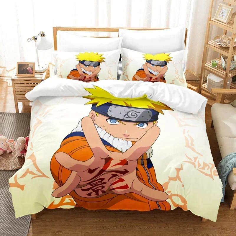 Naruto Bedding Set Quilt Cover Uchiha Sasuke Pillowcase Anime Kakashi Decor Bed Spead Bedroom Duvet Cover Bedding Suit Kids Gift