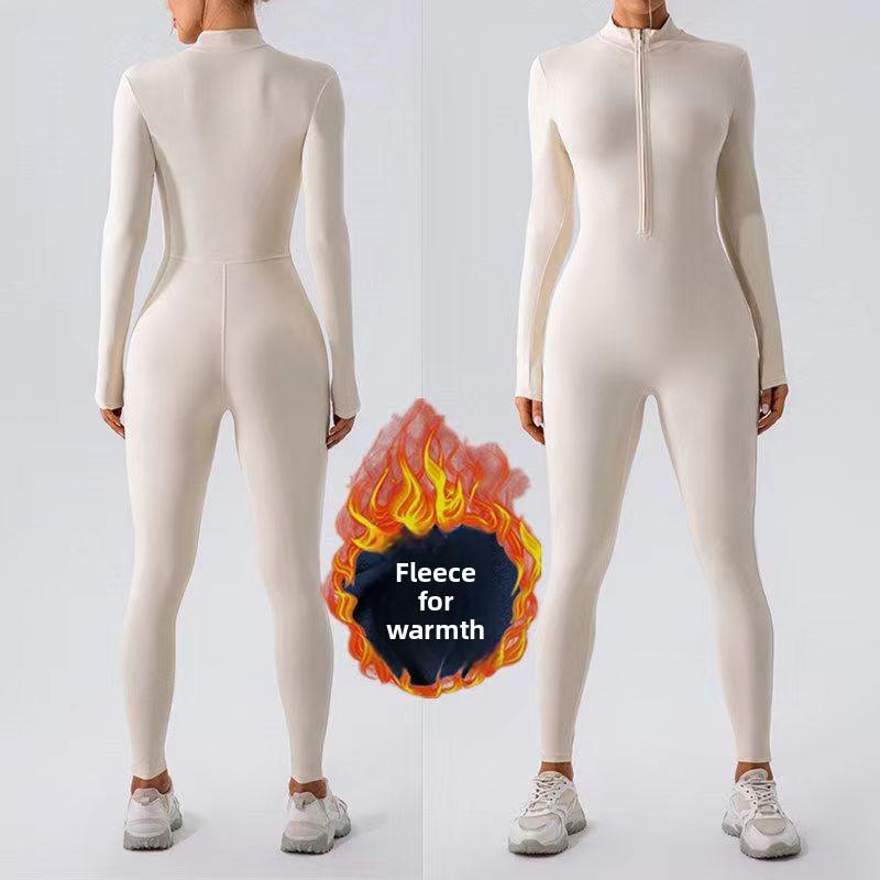 Yoga Bodysuit Women One Piece Long Sleeve Sport Jumpsuit Seamless Fitness Workout Running Romper