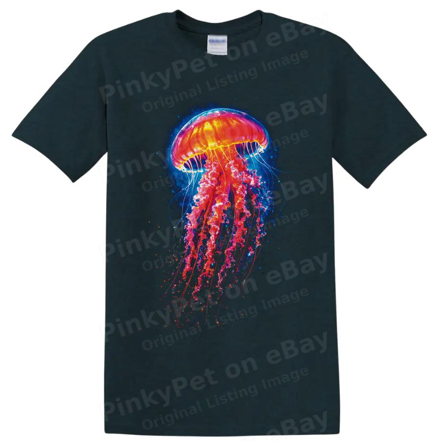 Jellyfish T Shirt Neon Deep Ocean Glow Aquatic Animal Sea Life Graphic Art Tee