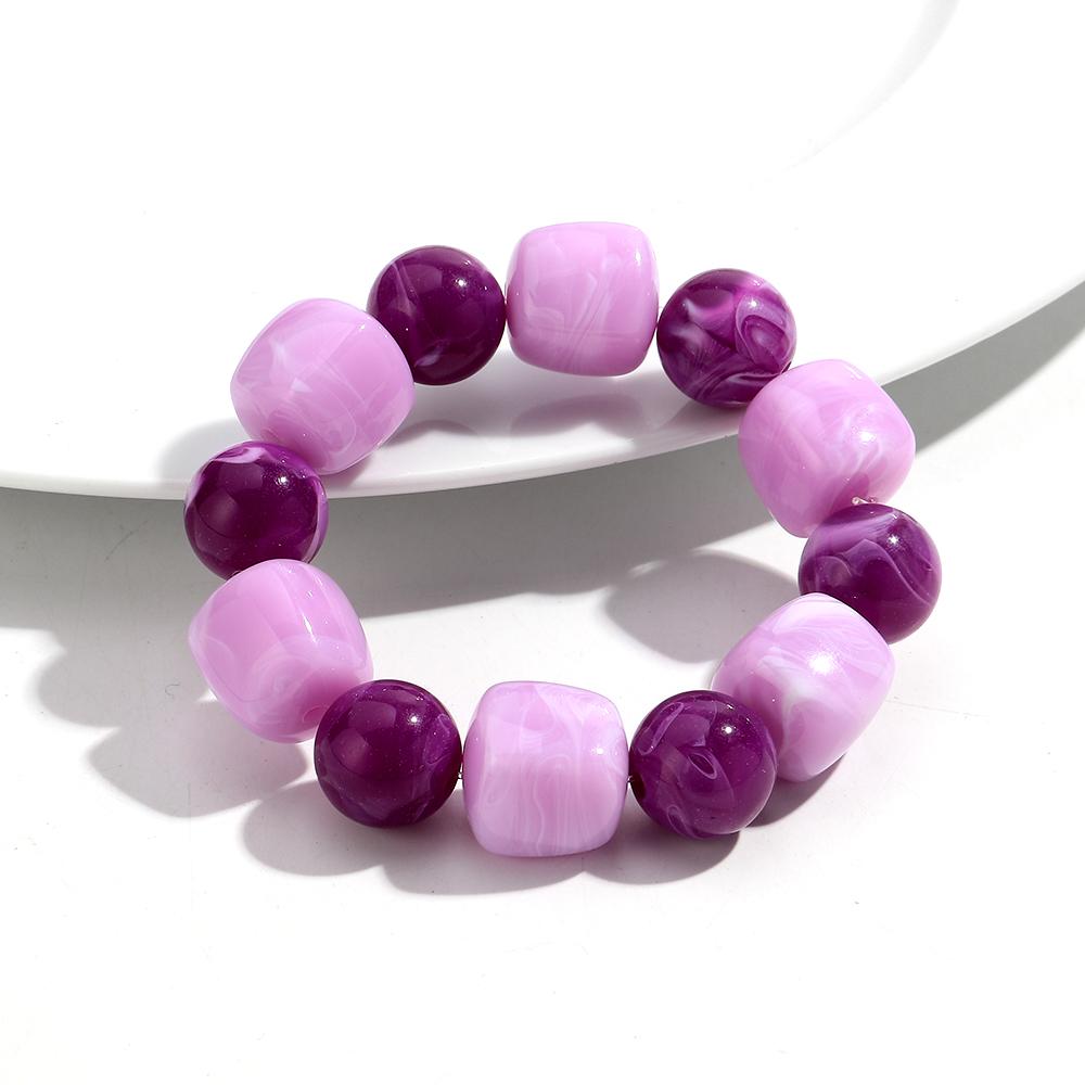 Acrylic Chunky Irregular Square Round Beaded Bracelet for Women European and American Simple Bracelet Fashion Hand Accessories