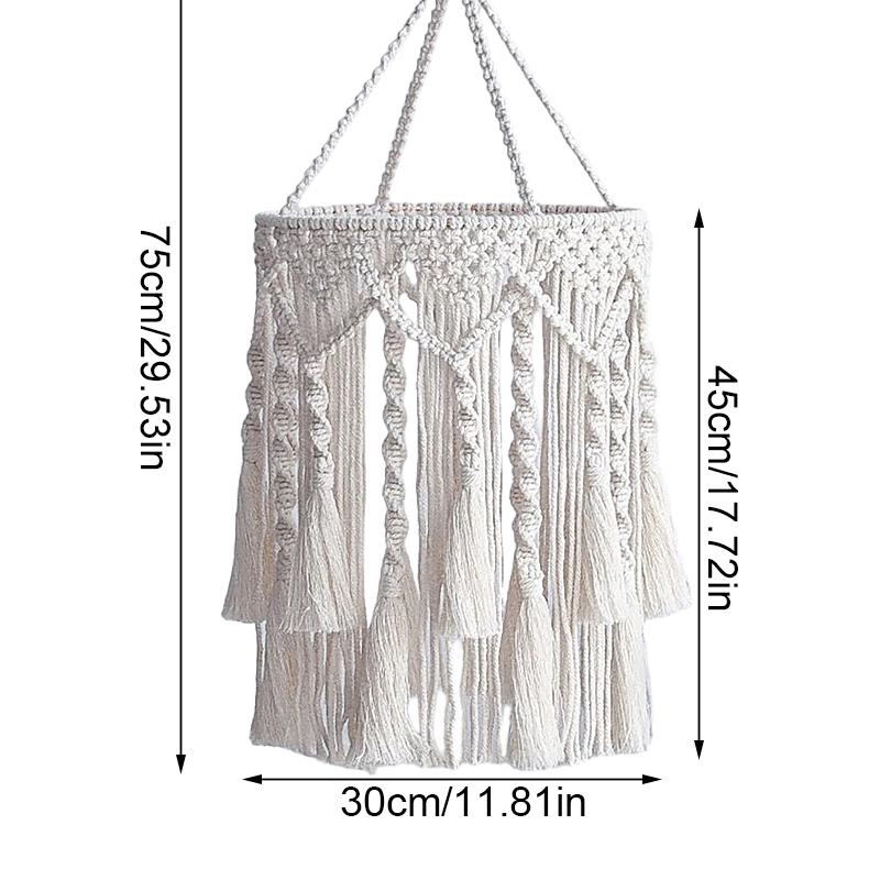 

1 шт. Подвесной светильник, плетеный из хлопковой веревки, в богемном стиле, абажур 75x30 см бежевый