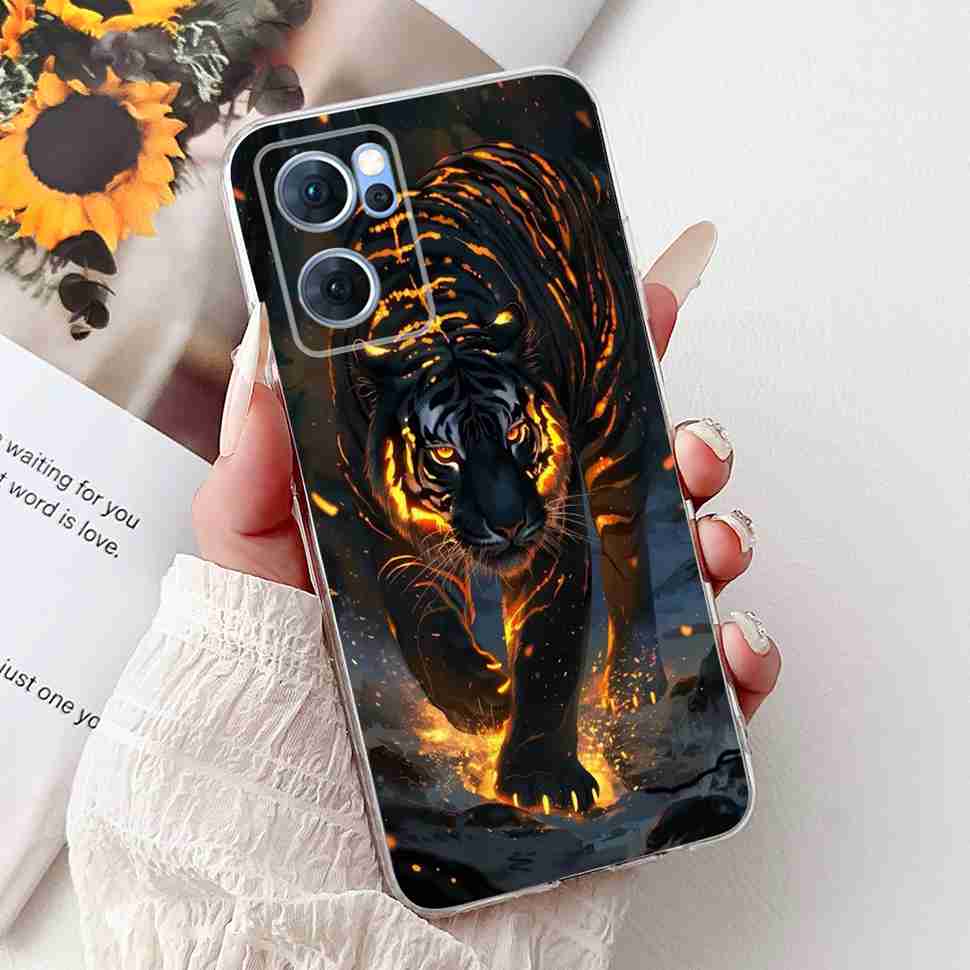 For Oppo Reno7 5G Casing Cute Cat Flower Painted Cover Soft Fundas Phone Case For Oppo Find X5 FindX5 Lite Reno 7 5G Back Cover