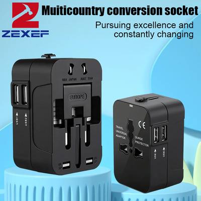 Universal Travel Adapter EU UK US AU AC Power Charger Adapter Outlet Converter Socket Plug Adaptor Connector with Dual USB Port