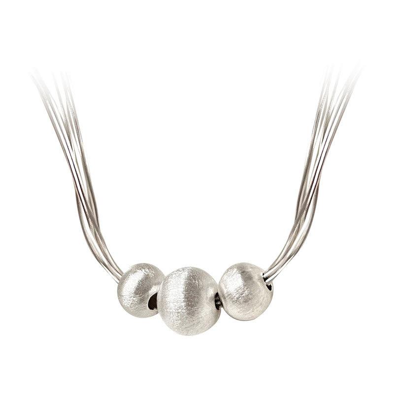 Necklace Women's Multi Layered Octagonal Snake Bone Chain Drawn Round Ball Necklace with Heavy Design Sense