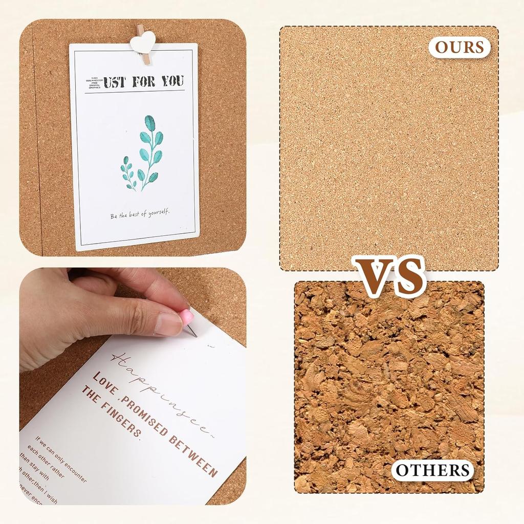 8 X 8 Inch Cork Boards Small 2 PCS Thick Cork Board Square Cork-Tile Self Adhesive Tiles for Home Office Wall Decorations
